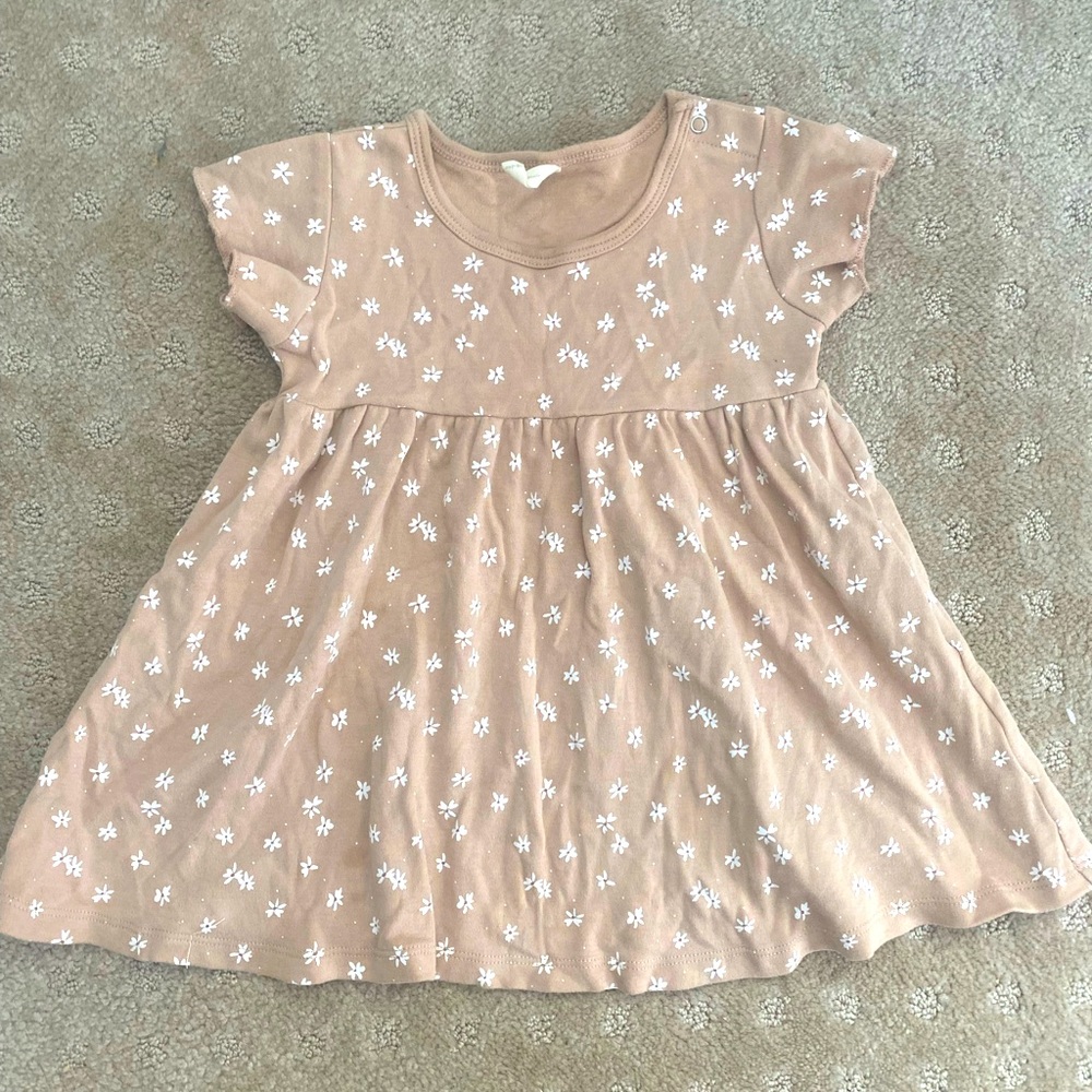 Quincy Mae short sleeve baby dress, petal